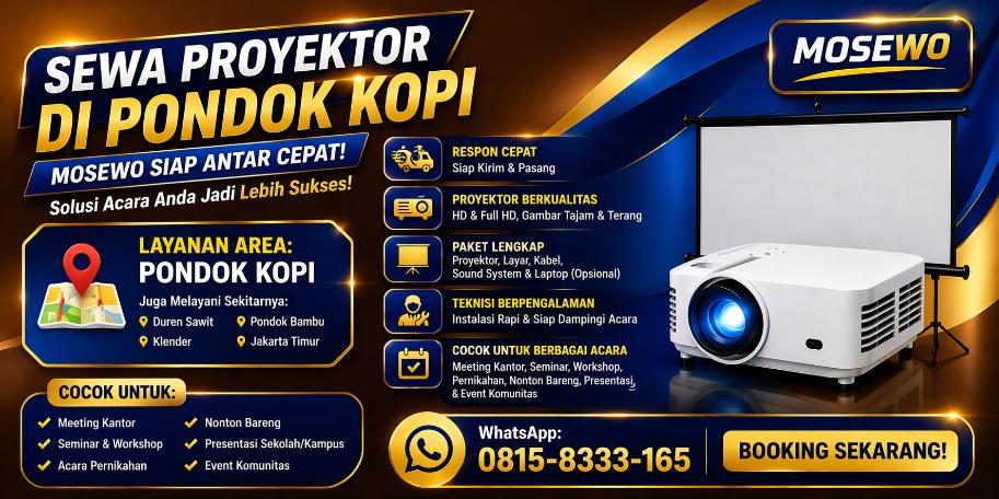 sewa proyektor di pondok kopi mosewo
