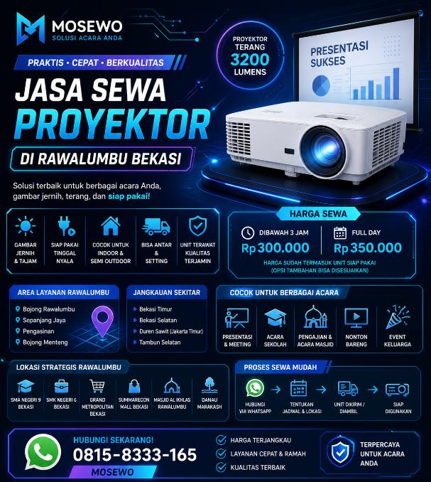 jasa sewa proyektor di rawalumbu bekasi